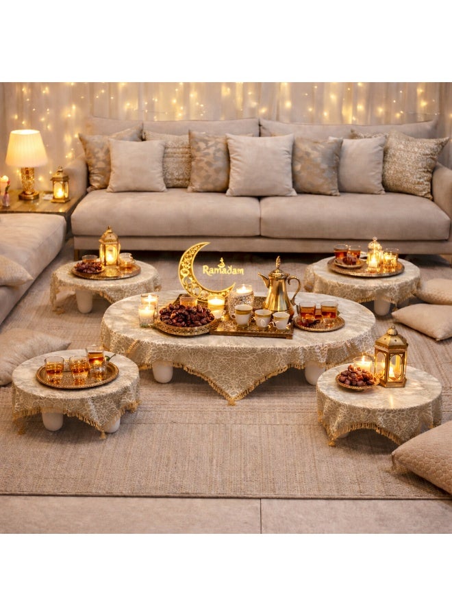 تودو طقم طاولة ارضي خشب ابيض بيضاوي مع 4 خدمة - Image 5