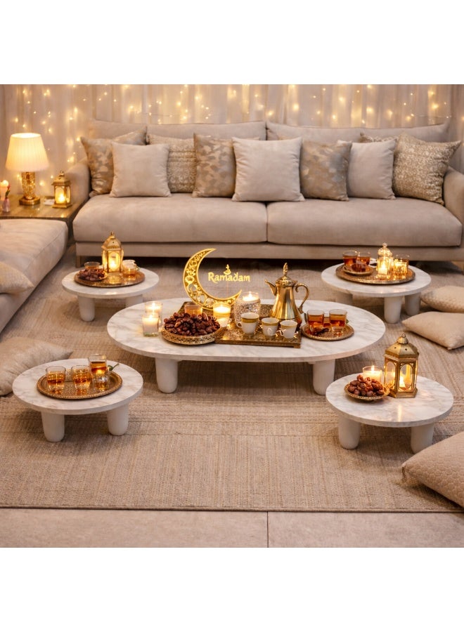تودو طقم طاولة ارضي خشب ابيض بيضاوي مع 4 خدمة - Image 2