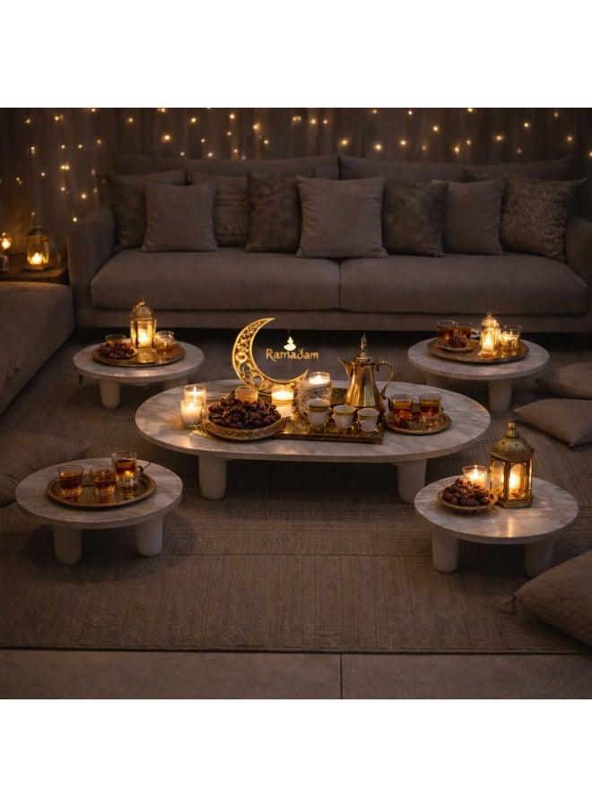 تودو طقم طاولة ارضي خشب ابيض بيضاوي مع 4 خدمة - Image 3