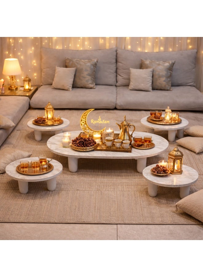 تودو طقم طاولة ارضي خشب ابيض بيضاوي مع 4 خدمة - Image 1