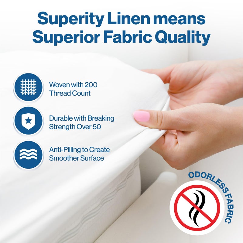 Superity Linen Superity Luxurious Hotel Quality Twin Fitted Sheet 100% Cotton Ultra Soft, Skin-Friendly & Hypoallergenic Deep Pocket Fits 12 Mattress Easy Care & Snug Fit (Twin Size - 39 x 75) - Image 3