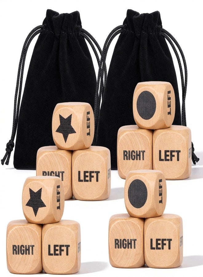Sibba 12 Pcs Left Right Center Game Dice, 16mm Fun Left Right Roll Dice Game Set Wooden Dices with Drawstring Bag, Standard Size 6 Sided for Games Dices Accessories - Image 1