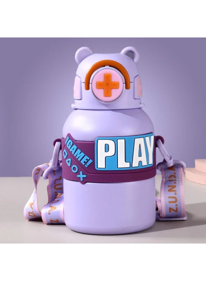 LITTLE SURPRISE BOX Little Surprise Box, Purple Game Theme Stainless Steel Kids Water Bottle, 550ml - Image 1