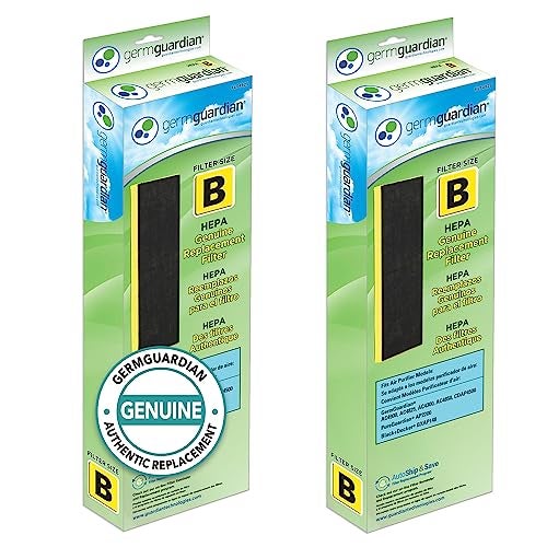 GermGuardian Filter B HEPA Pure Genuine Air Purifier Filter Removes 9997 of Pollutants Wildfire Smoke Odors for AC4825 AC4300 AC4900 AC4880 AC4850 CDAP4500 2Pack BlackYellow FLT48252PK - Image 1