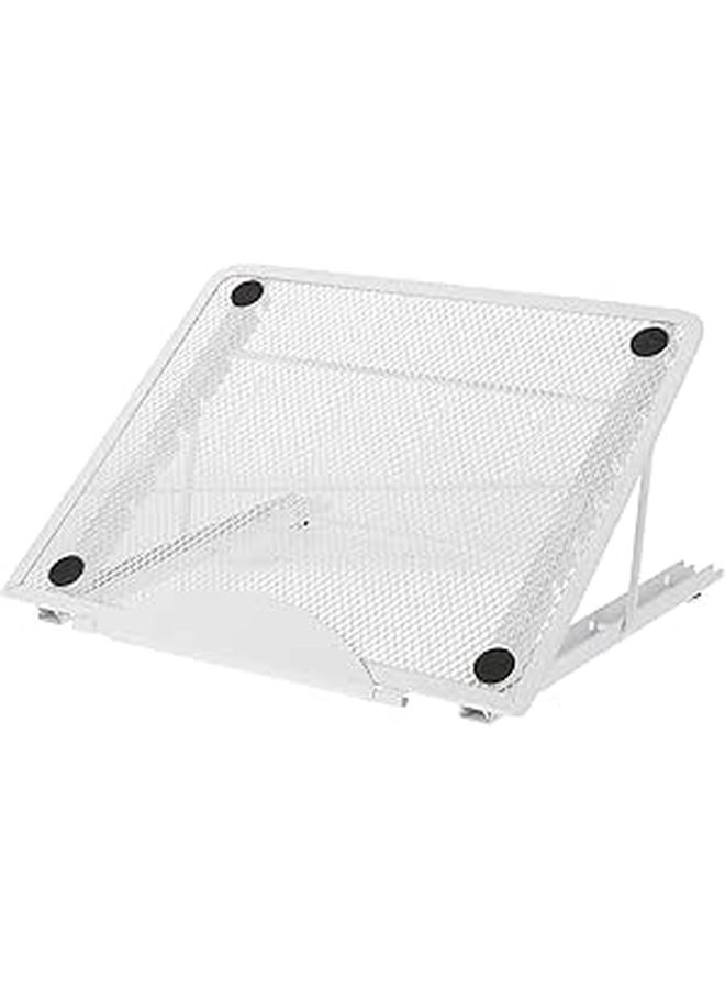 Portable White Metal Laptop Stand Foldable Desktop Bracket for Office Travel Heat Dissipation - Image 1