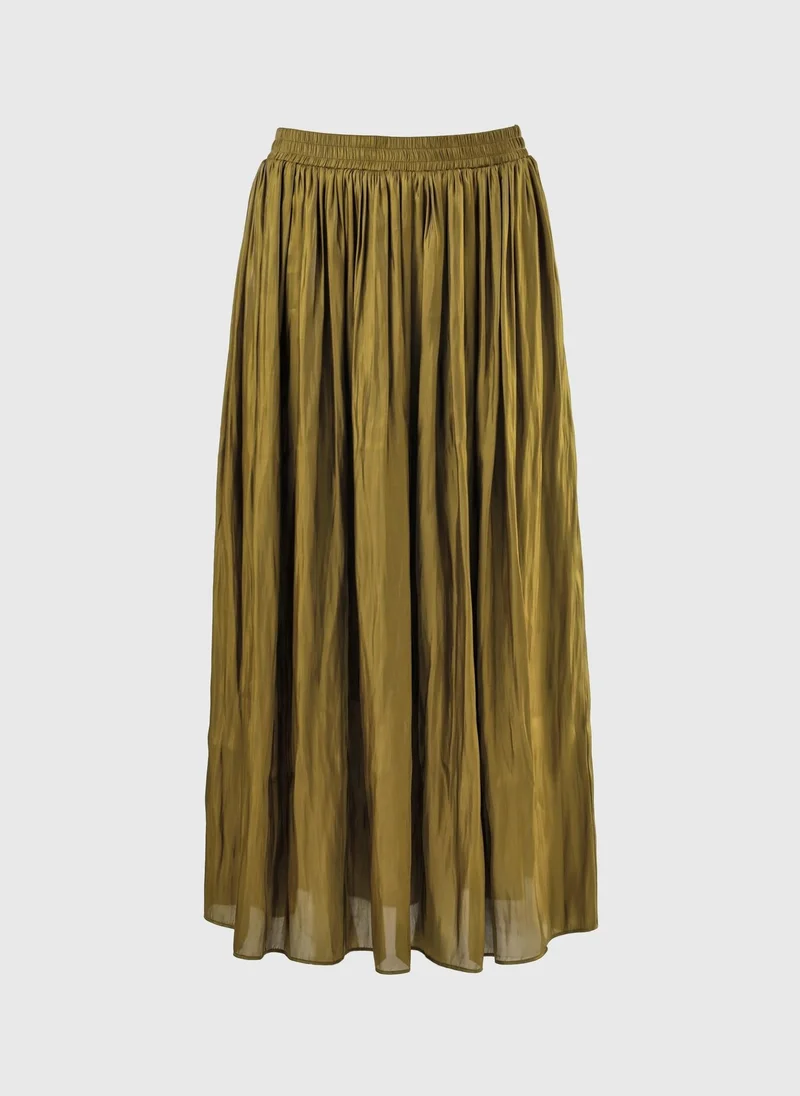 Matalan Green Et Vous Olive Pleated Midi Skirt for Women | Best Price UAE