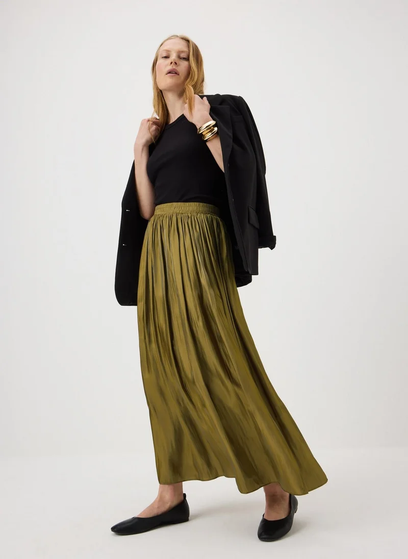 Matalan Et Vous Olive Pleated Midi Skirt