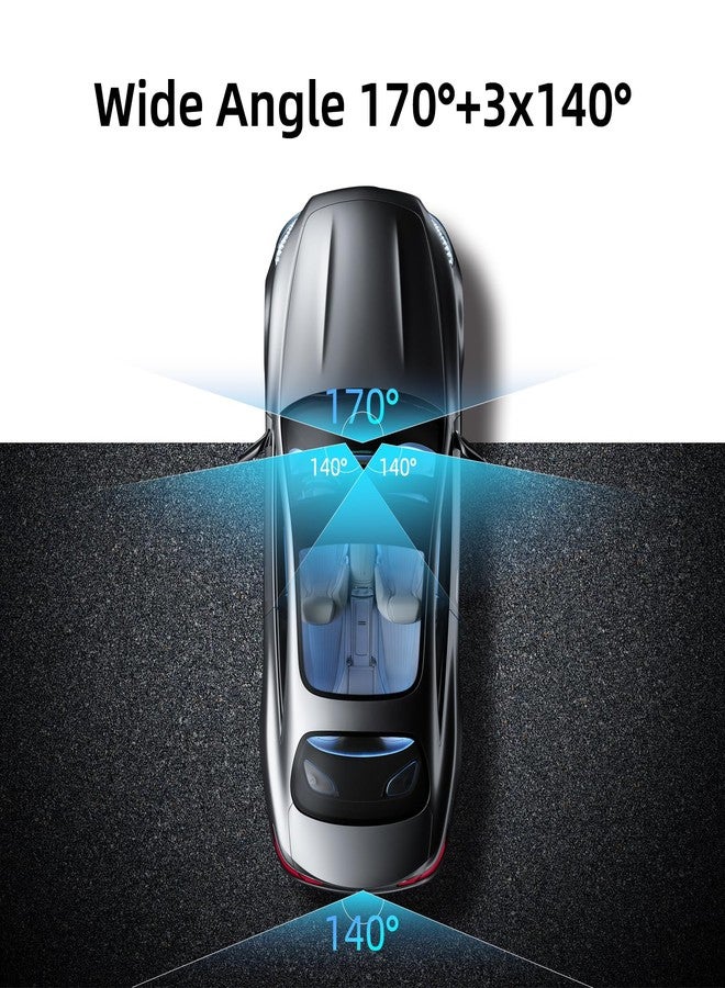 Gloryes 360 Dash Cam Front and Rear Inside,4 Channel Dash Cam 2025,2.5K+1080Px3 Dash Camera for Cars 24/7 Night Vision,360 Car Camera Built-in GPS,5G WiFi,Loop Recording,Parking Mode Free 128GB Card - Image 4