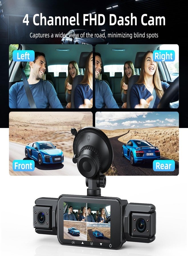 Gloryes 360 Dash Cam Front and Rear Inside,4 Channel Dash Cam 2025,2.5K+1080Px3 Dash Camera for Cars 24/7 Night Vision,360 Car Camera Built-in GPS,5G WiFi,Loop Recording,Parking Mode Free 128GB Card - Image 2