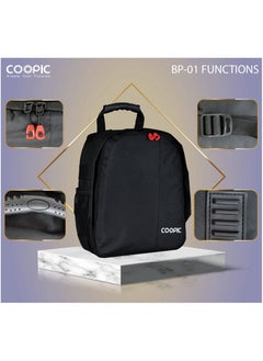 كوبيك حقيبة ظهر كاميرا احترافية COOPIC BP-01 مقاس 12 سم × 27 سم × 32 سم لكاميرات DSLR/SLR/بدون مرايا، مع حجرة ملحقات وحامل ثلاثي القوائم وحقيبة كاميرا متوافقة مع عدسات كانون ونيكون وسوني الرقمية وما إلى ذلك  - Image 4