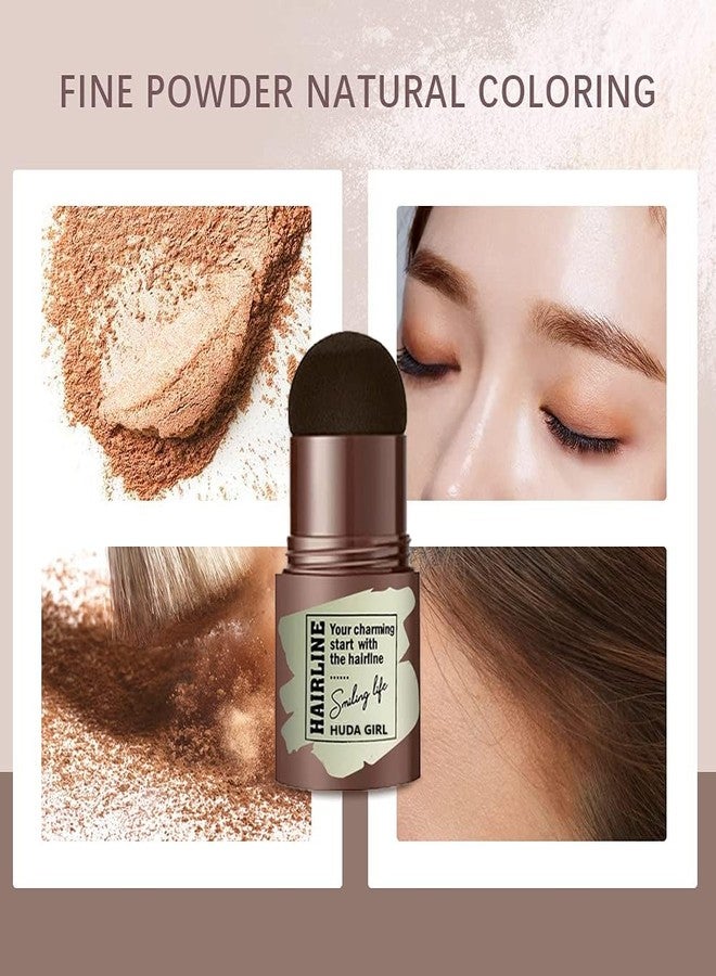 HUDA GIRL Natural Hairline Shadow Powder Stick/Stamper with Brushes and Stencils, Instant Grey Hair Coverage, Hair Root Touch Up, Hair Colour Stick and Hair Filler for Men and Women (Light Brown) - Image 4
