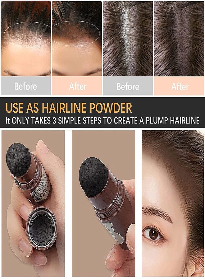 HUDA GIRL Natural Hairline Shadow Powder Stick/Stamper with Brushes and Stencils, Instant Grey Hair Coverage, Hair Root Touch Up, Hair Colour Stick and Hair Filler for Men and Women (Light Brown) - Image 3