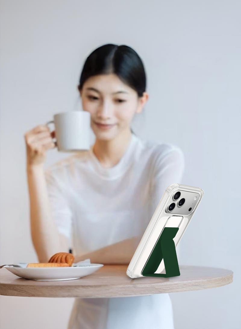 CATANES Finger Grip Clear Case Cover for iPhone 17 Pro- Kickstand Car Magnetic Holder Multi-function Protective Two-in-one Case - Dark Green - Image 5