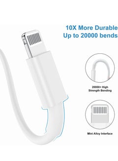 ماركة غير محددة كيبل شحن سريع لجوال ايفون بطول 1 متر معتمد من ابل، كيبل لايتنينج بمنفذ USB نوع C يدعم سلك شحن سريع لابل ايفون 14 برو 14/13 برو/12 برو ماكس/12 ميني/11 برو/اكس اس/اكس ار/ايباد، من 3 قطع  - Image 3