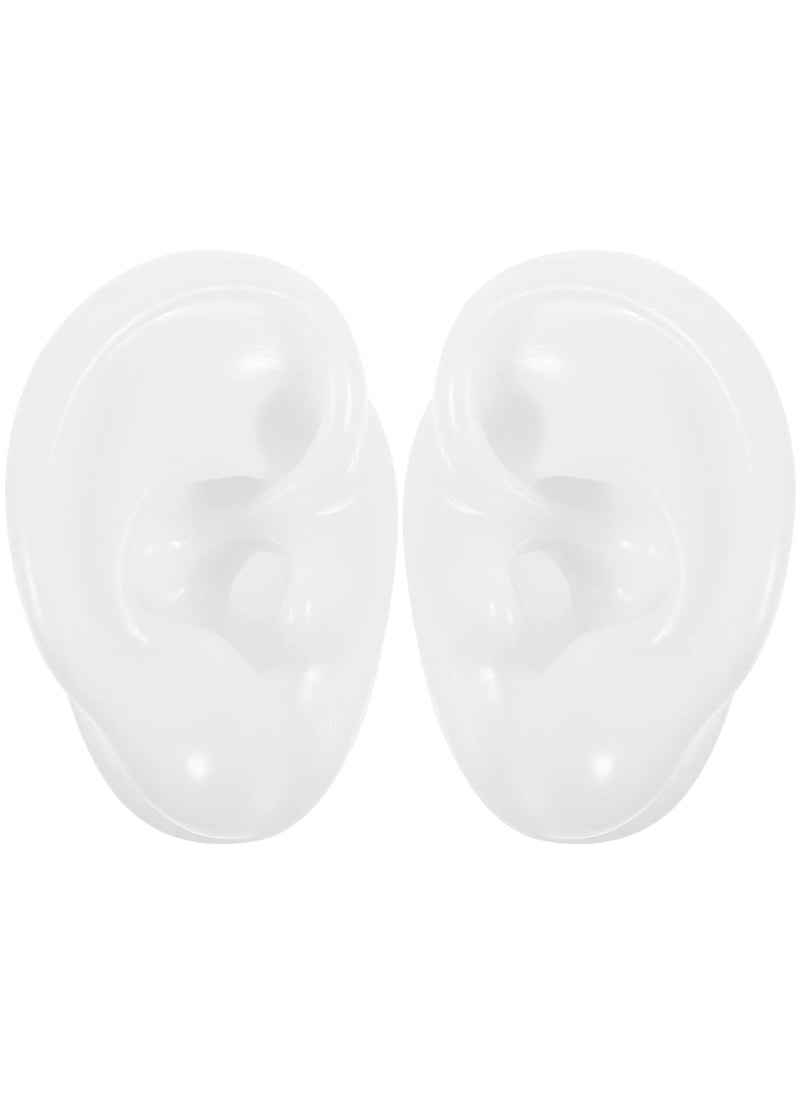 POPETPOP - POPETPOP Silicone Ear Model : Realistic Ear Mold Ear Model for Jewelry Display Soft Fake Ears for Piercing Practice (1 Pair, White) - Image 1