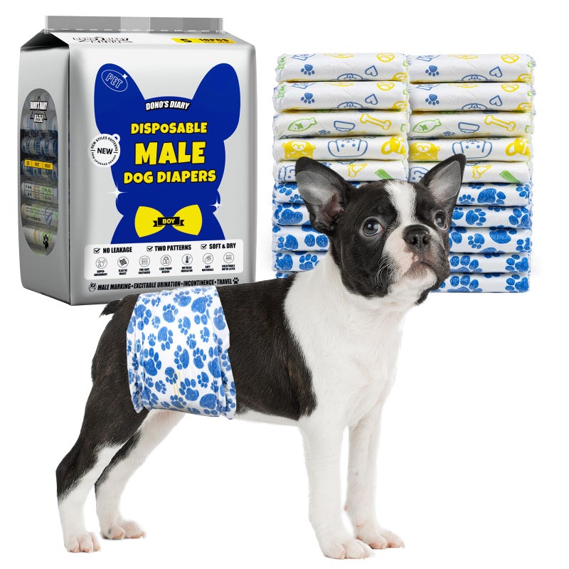 Dono Dog Diapers Male, Disposable Male Dog Wraps 60ct, Ultra Absorbent Doggie Diapers, Rapid-Dry Leak-Proof Puppy Diapers, Wetness Indicator Excitable Urination Incontinence, Small - Image 1