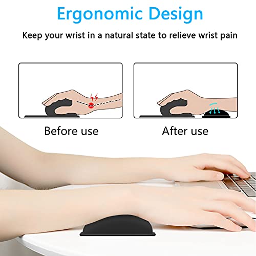 Dapesuom Mouse Wrist Rest, Ergonomic Memory Foam Mouse Wrist for Computer Desk Mats Support, PU Leather Hand Rest Pad Cushion for Gaming, Laptop, Men, Women, Pain Relief & Easy Typing, Black - Image 2