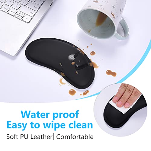 Dapesuom Mouse Wrist Rest, Ergonomic Memory Foam Mouse Wrist for Computer Desk Mats Support, PU Leather Hand Rest Pad Cushion for Gaming, Laptop, Men, Women, Pain Relief & Easy Typing, Black - Image 5