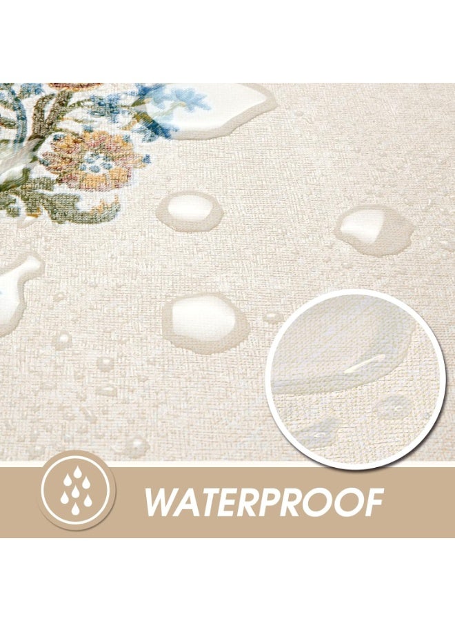 Heavy Duty Oil Proof Spill Proof Plastic Table Cloth, Wipe Clean PVC Table Cover for Spring Indoor and Outdoor Use (Embroidery Flower, 54”×78”, Rectangle) - Image 3