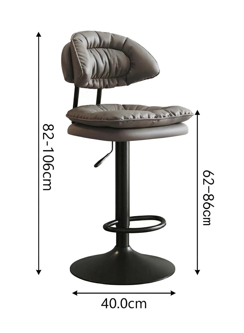 OSSO Ergonomic Swivel Bar Chair with High Density Thick Cushion PU Leather Adjustable Height Counter Seating with Backrest Modern Metal Base Heavy Duty Bar Stool for Kitchen Island Dining Room Cafe Office - Image 2