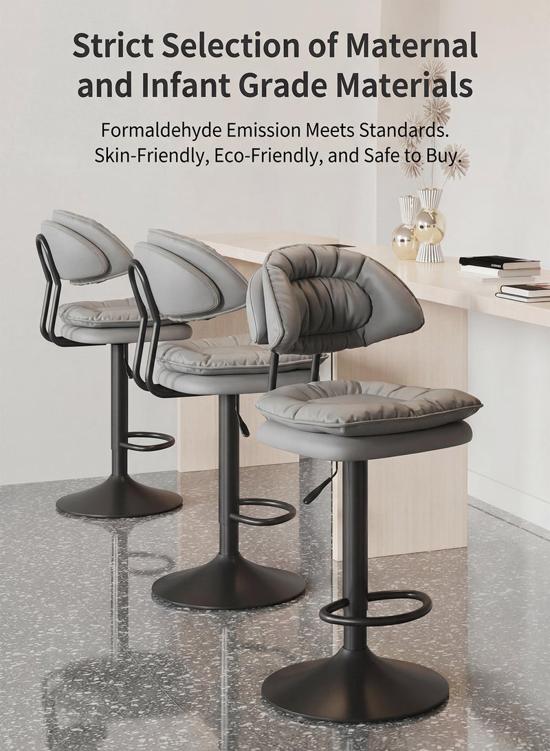 OSSO Ergonomic Swivel Bar Chair with High Density Thick Cushion PU Leather Adjustable Height Counter Seating with Backrest Modern Metal Base Heavy Duty Bar Stool for Kitchen Island Dining Room Cafe Office - Image 5