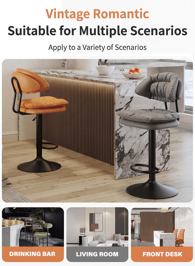 OSSO Ergonomic Swivel Bar Chair with High Density Thick Cushion PU Leather Adjustable Height Counter Seating with Backrest Modern Metal Base Heavy Duty Bar Stool for Kitchen Island Dining Room Cafe Office - Image 4