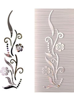 Excefore Flower Mirror Wall Decoration, Petal Crystal Mirror Stereoscopic Wall Sticker For Bedroom Living Room Sofa Tv Wall Background, Removable Acrylic Art Mural For Home Decoration, Silver  - Image 1