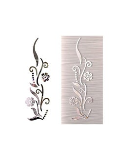 Excefore Flower Mirror Wall Decoration, Petal Crystal Mirror Stereoscopic Wall Sticker For Bedroom Living Room Sofa Tv Wall Background, Removable Acrylic Art Mural For Home Decoration, Silver  - Image 2