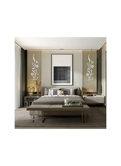 Excefore Flower Mirror Wall Decoration, Petal Crystal Mirror Stereoscopic Wall Sticker For Bedroom Living Room Sofa Tv Wall Background, Removable Acrylic Art Mural For Home Decoration, Silver  - Image 4