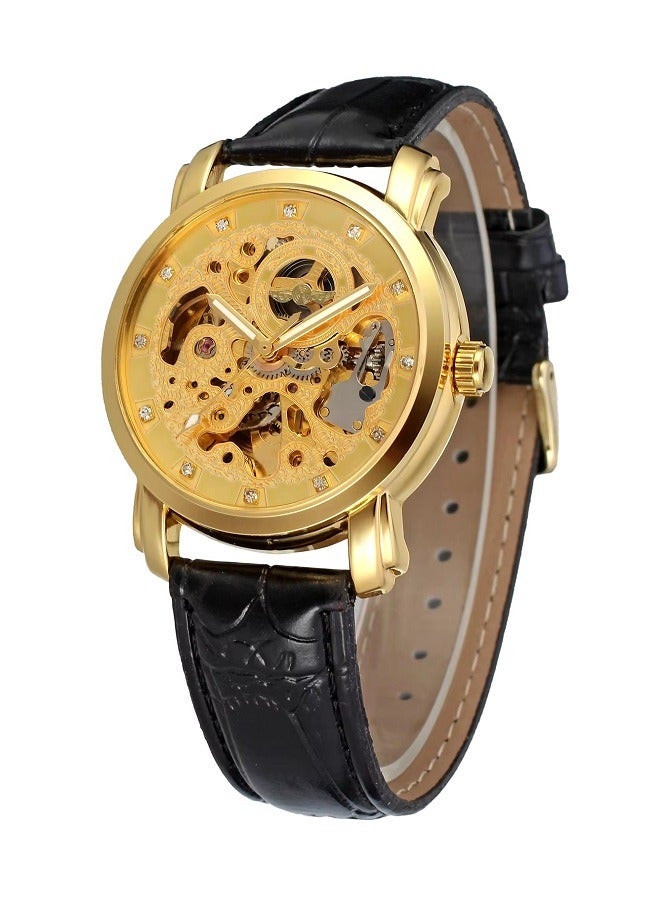 وينر ساعة يد فاخرة، مينا كريستال ، ألماس ، ساعة ميكانيكية أوتوماتيكية ، هيكل عظمي ذهبي - Image 1