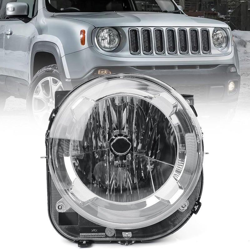 Huray Headlight Assembly for Jeep Renegade 2015-2018 Halogen Type Passenger Side Replacement - Image 1