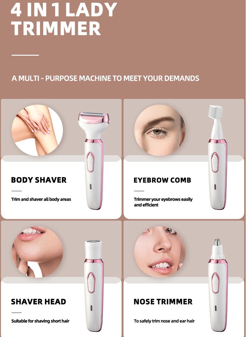 Generic Women's Electric Shaver, 4-in-1 Women's Facial Hair Removal, Facial Shaver, Eyebrow Trimmer Shaver, Bikini Trimmer, Portable Women's Shaver. - Image 5