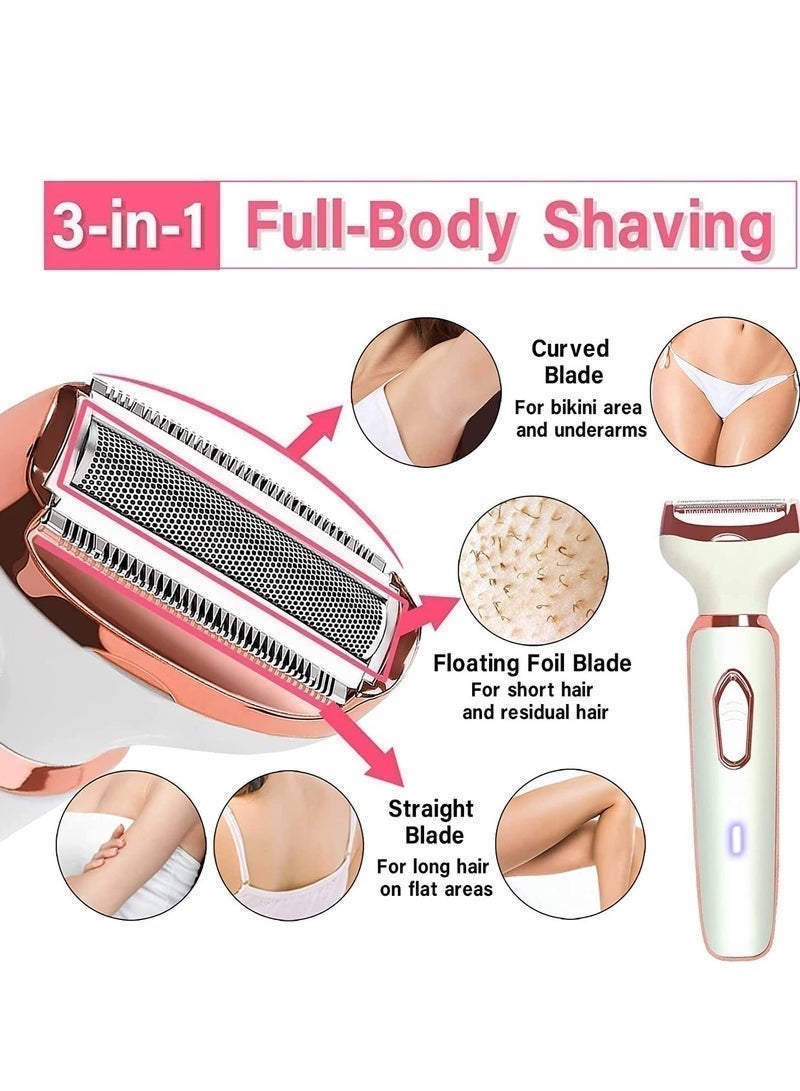 MUMO 4 in 1 Electric Hair Remover for Women, Painless Bikini Trimmer & Facial Shaver, Rechargeable Wet & Dry IPX7 Waterproof Body Shaver for Legs Underarms Sensitive Skin - Image 4