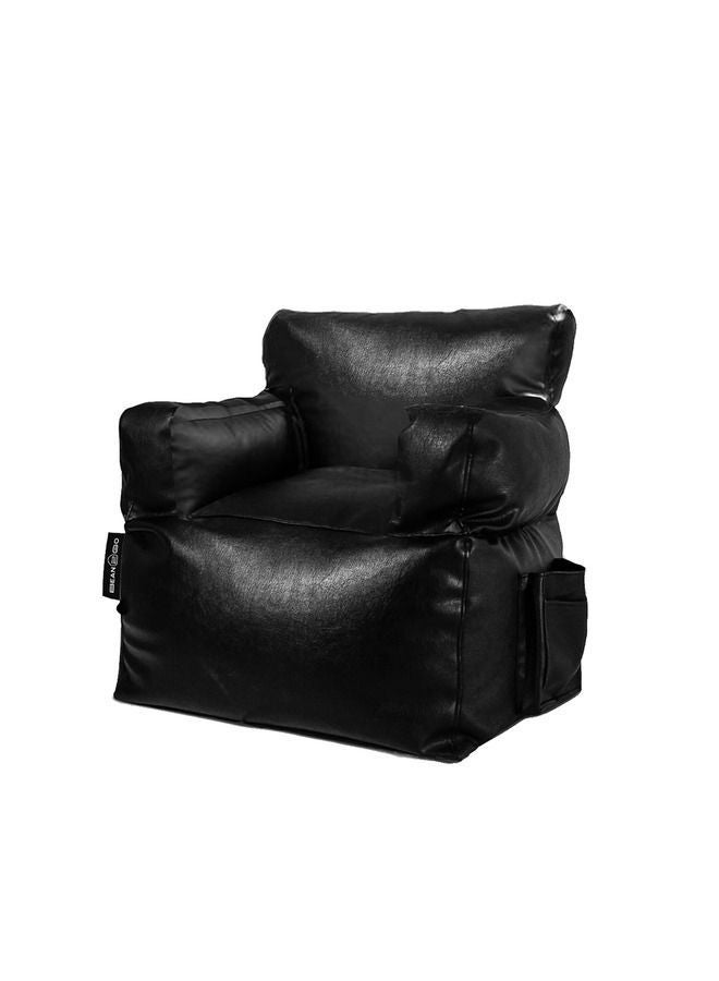 Bean2Go كرسي حبوب حبوب ملكي جلدي أسود