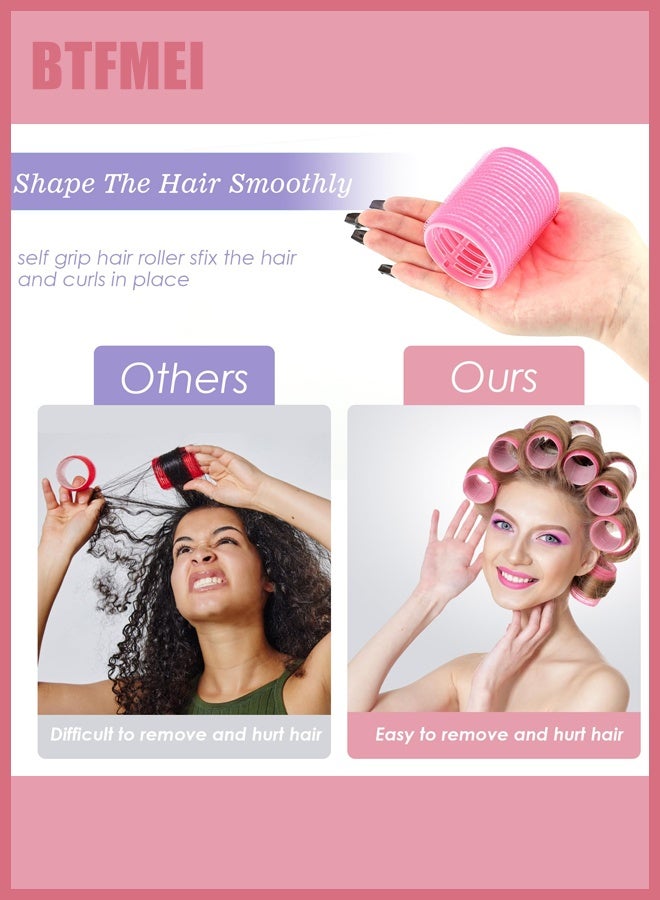 BTFMEI 24PCS Hair Rollers Set, Self Grip Hair Curlers for Blowout Look Long Medium Short Hair and Thick, Volume and Bangs with Hair Clips (Pink) - Image 4
