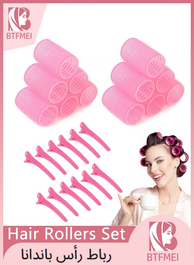 BTFMEI 24PCS Hair Rollers Set, Self Grip Hair Curlers for Blowout Look Long Medium Short Hair and Thick, Volume and Bangs with Hair Clips (Pink) - Image 1