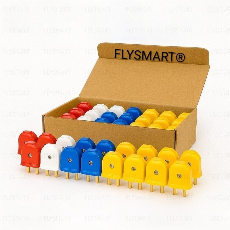 Flysmart Traders Universal ABS Polycarbonate Multicolor 2 Pin Male Plug Top (Red, Pack of 50) Plug Pin (4.1 mm) - Image 1