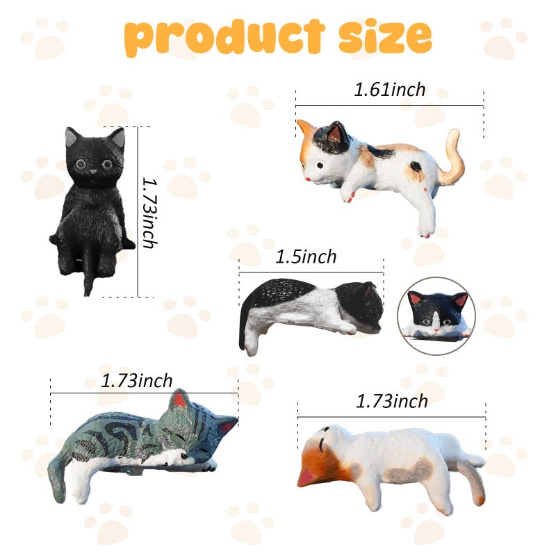 hongliang 5 Pcs Mini Cat Figurines Car Decor Dashboard Accessories Cute Resin Cat Ornaments for Rearview Mirror Desk Decorations Funny Car Gifts Interior Decors - Image 2