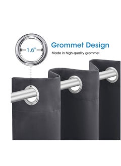 MarlaMall Blackout Curtain, 2 Pcs Thermal Insulated Grommet Window Drapes Eyelet Curtain Panel for Bedroom,Living Room, W132cm x D213cm,Grey  - Image 4