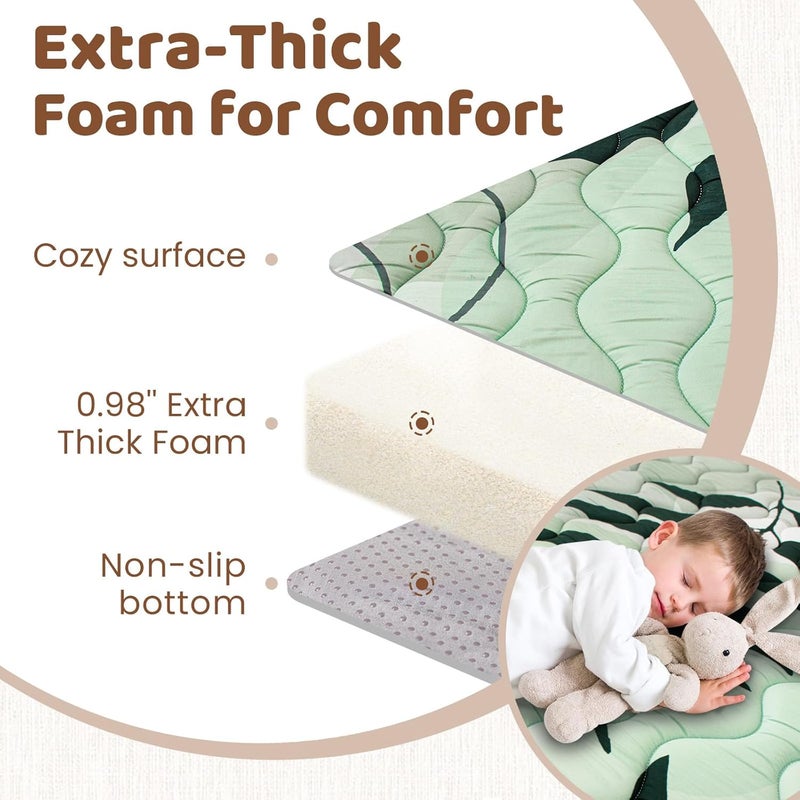 Beavtaens Baby Play Mat 50x50 Playpen Mat Thick Soft Foam Playmats for Baby Foldable and Washable Crawling Mat for FloorGreen Leaf - Image 3