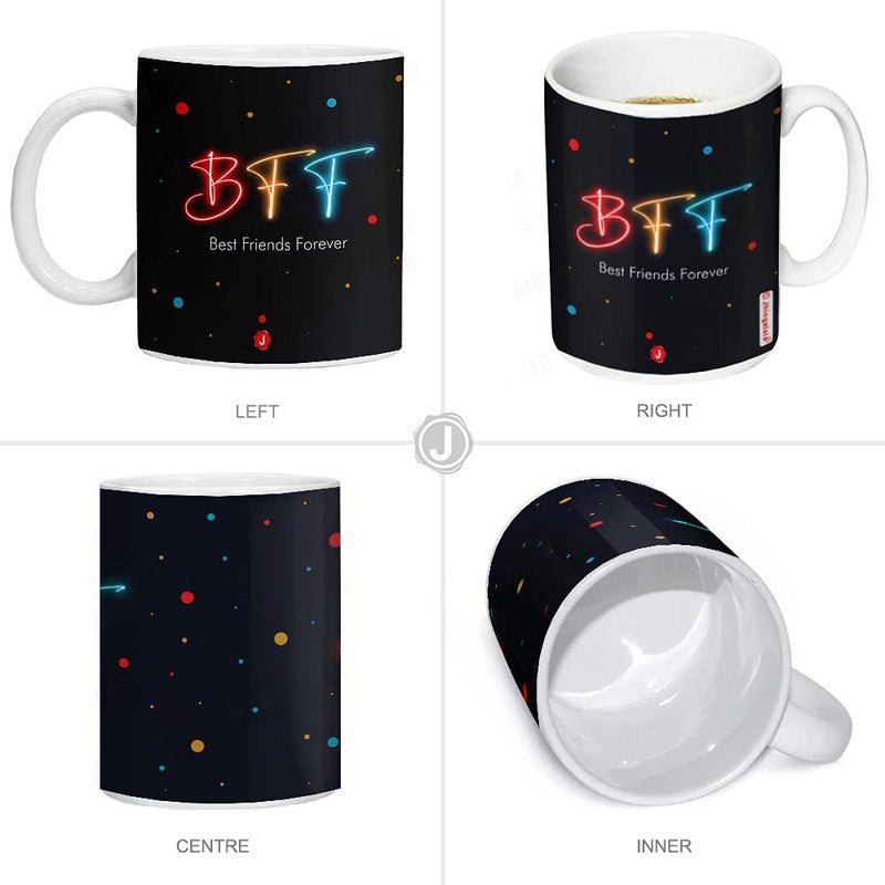 Jhingalala Jhingalala Best Friends Forever Satin Printed 12x12 inches Cushion with Filler Coffee Mug Key Chain Greeting Card Combo for Friends - Image 4
