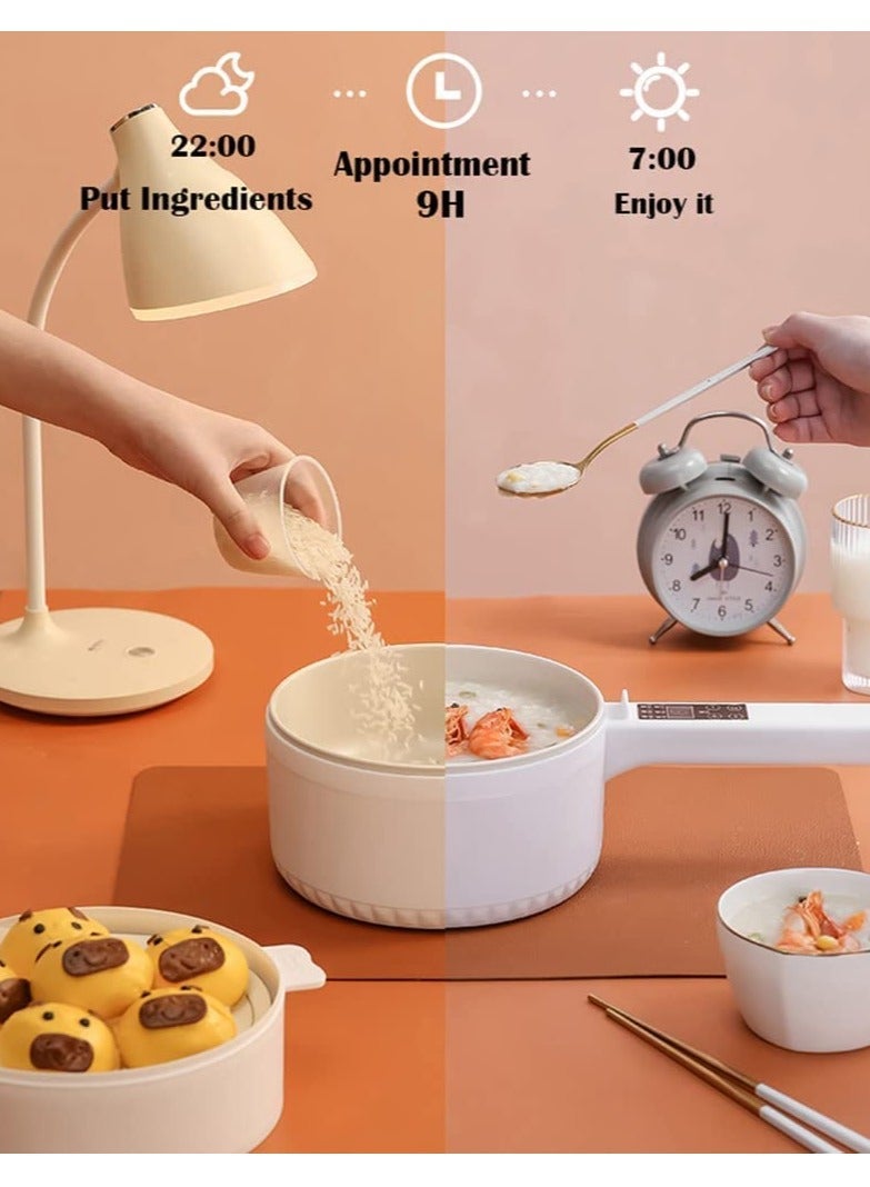 دينكس قدر كهربائي ساخن سعة 2 لتر مع جهاز بخار وتحكم في درجة الحرارة، طباخ كهربائي غير لاصق، مقلاة كهربائية شابو، مقلاة، قدر كهربائي، للنودلز والبيض وشرائح اللحم والشوفان والحساء - Image 1