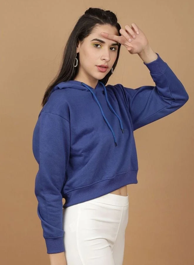 Women Regular Fit Solid Hooded Neck Long Sleeve Overhead-Hooded Sweatshirt