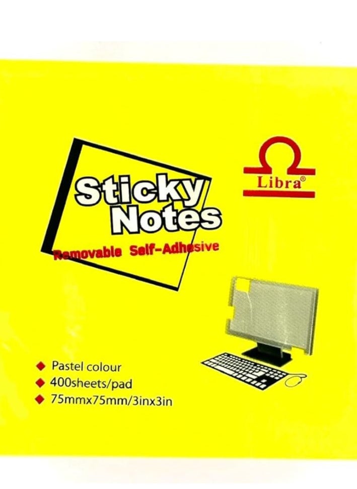 Libra Sticky Notes – 400 Sheets/Pad, 75mm x 75mm (3in x 3in) – Self-Adhesive Notes for Office, Home, and School Use  - Image 1
