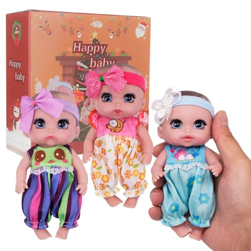 Beem Jun 6 Cute Small Baby Doll Newborn Baby All Vinyl Reborn Baby Dolls for Girls Swivel Mini Dolls 16 cm Crying Baby DIY Toys for Ages 3 - Image 1