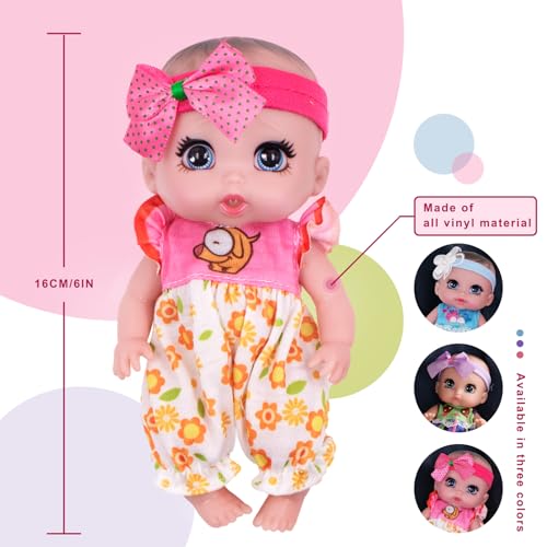 Beem Jun 6 Cute Small Baby Doll Newborn Baby All Vinyl Reborn Baby Dolls for Girls Swivel Mini Dolls 16 cm Crying Baby DIY Toys for Ages 3 - Image 5