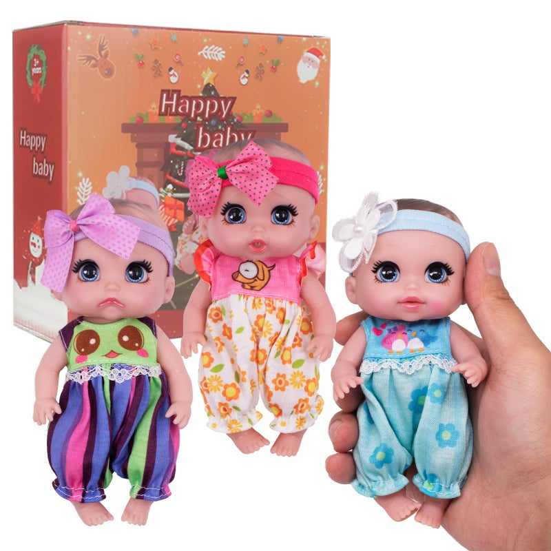 Beem Jun 6 Cute Small Baby Doll Newborn Baby All Vinyl Reborn Baby Dolls for Girls Swivel Mini Dolls 16 cm Crying Baby DIY Toys for Ages 3 - Image 3