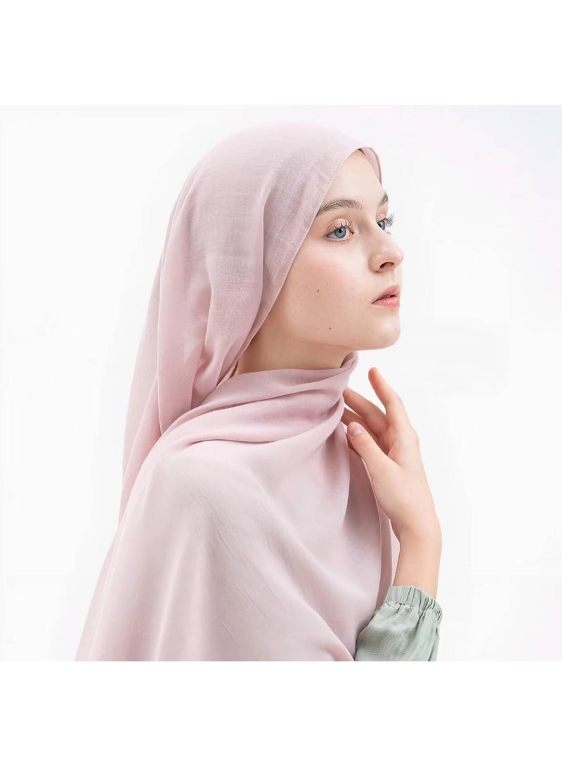 SHOUQIN Dusty Rose Pink Color Premium Chiffon Hijab 180×70cm Lightweight Breathable Long Shawl for Women Pashmina Scarf - Image 1