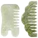 Geiserailie 2 Pcs Jade Combs Esthetician Supplies Massage Stone Hair Gua Sha Scraping Scalp Comb Facial Massage Tool Handheld Head Tools Head Caring Therapy for Women(Chic Style) - Image 2