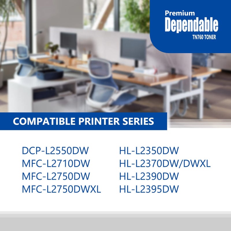 HIGCOR TN760 High-Yield Black Toner Cartridge Twin Pack, TN760 2PK, Replacement for Brother TN-760 TN-730 Toner for HL-L2350DW L2395DW L2390DW L2370DW MFC-L2750DW MFC-L2710DW DCP-L2550DW Printerâ€¦ - Image 2